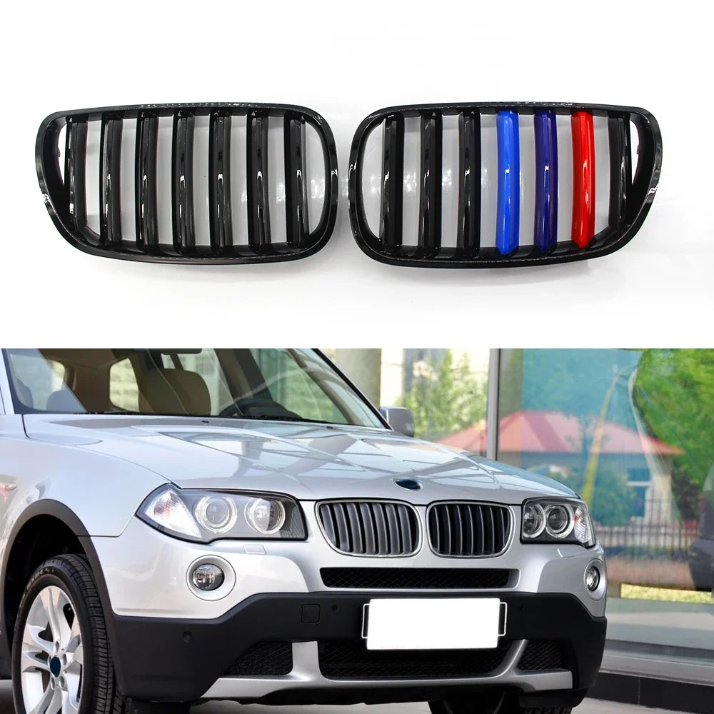 

2Pcs Gloss Black / M Style Car Front Kidney Grille Grills Hood Grill For BMW X3 E83 2007 2008 2009 2010 Auto Accessories