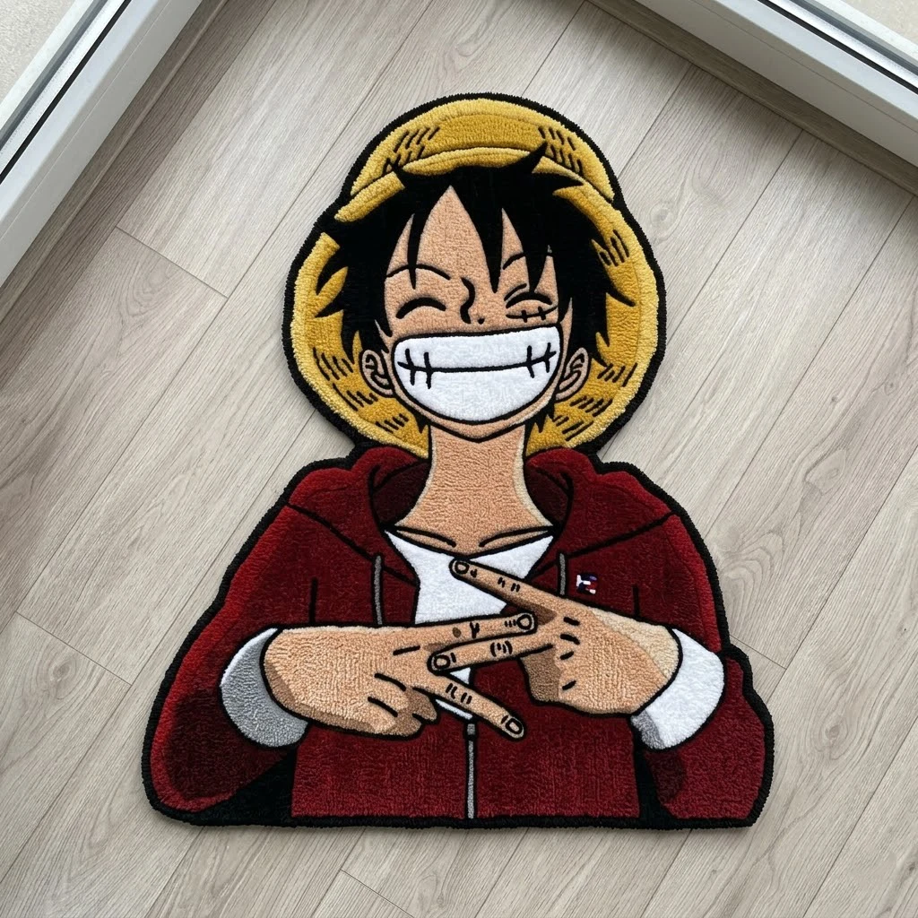 

Коврик в форме Луффи из аниме One Piece, нескользящий, моющийся, для гостиной, спальни, в подарок для фанатов и детей.