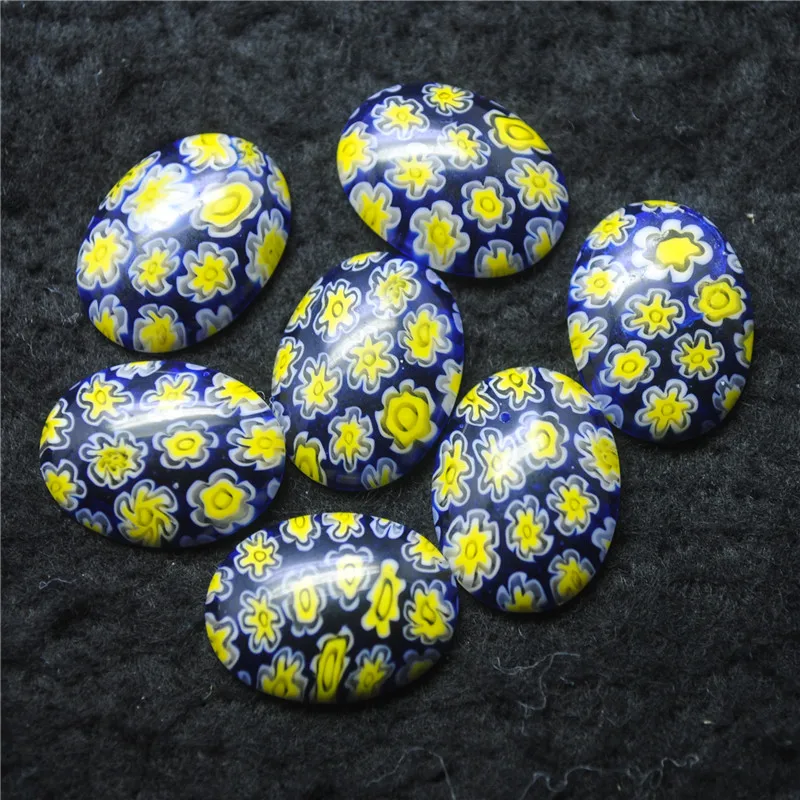 7PCS New European Glass Cabochons 15X20MM OVAL SHAPE Loose Beads Cabs DIY Jewelry Women Designs Findings