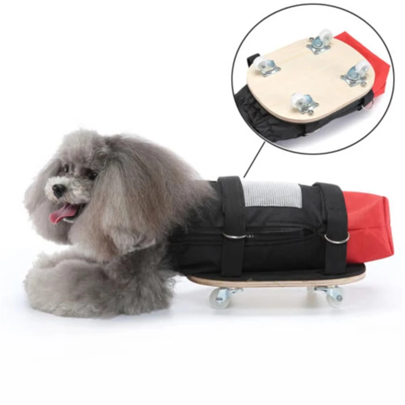 Pet tow bag disabled dog walking assistance wheelchair with wooden scooter to protect chest and limbs