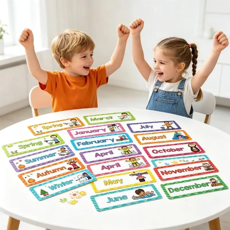 16Pcs Kids Word Learning Flashcards Everyday Items With Colorful Images For Preschool And School Classroom Students D2RC