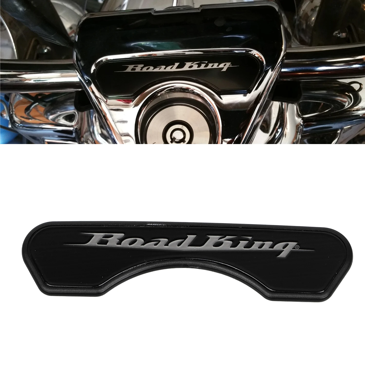 Motorcycle Handlebar Medallion Insert For Harley 2008-UP Road King FLHR FLHP FLHRC FLHRXS Black Stainless Steel & ABS Plastic