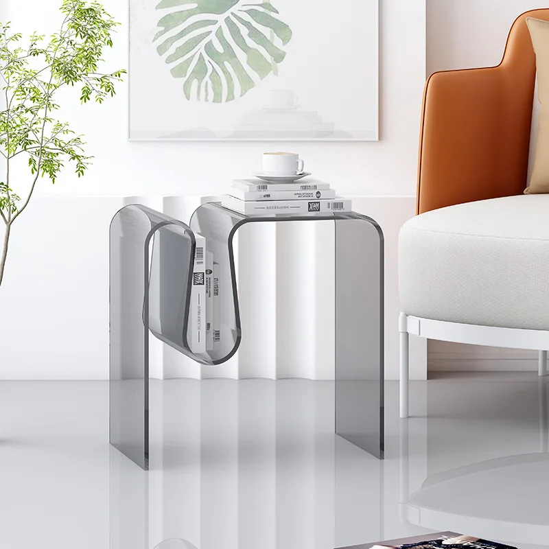 

Light luxury Nordic acrylic bedside table with storage for bedrooms and living rooms - small side table in cream style