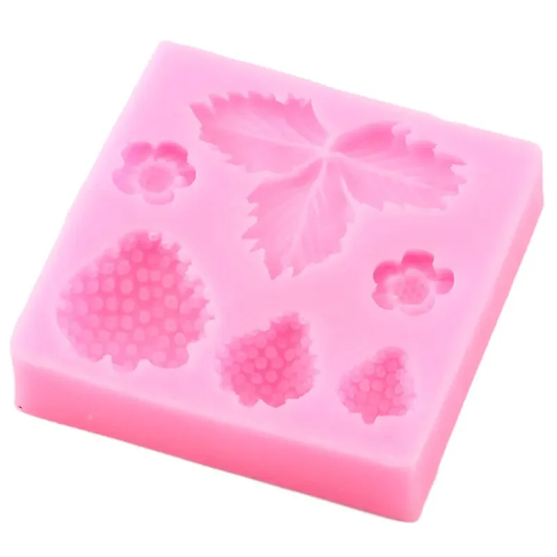 Strawberry Silicone Mold Flower Leaves Cupcake Topper Fondant Cake Decorating Tools Candy Clay Molds Chocolate Gumpaste Mould