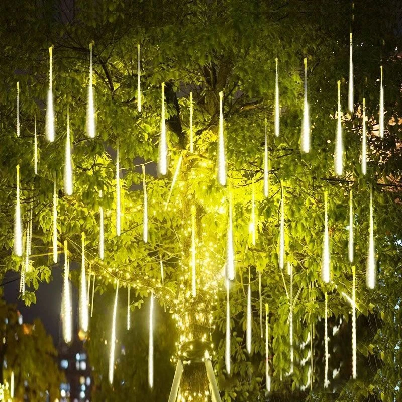 Guirxiété Lumineuse LED de Vacances, Pluie de Météores, pour Mariage en Plein Air, Décoration de Noël, 32/24/16/8 Tubes