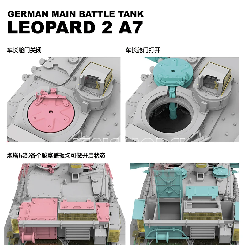 Kit di costruzione di modelli Ryefield 1/35 RM-5108 German Leopard 2A7 Carro armato da battaglia principale Guscio vuoto con cingoli mobili Modello giocattolo Hobby