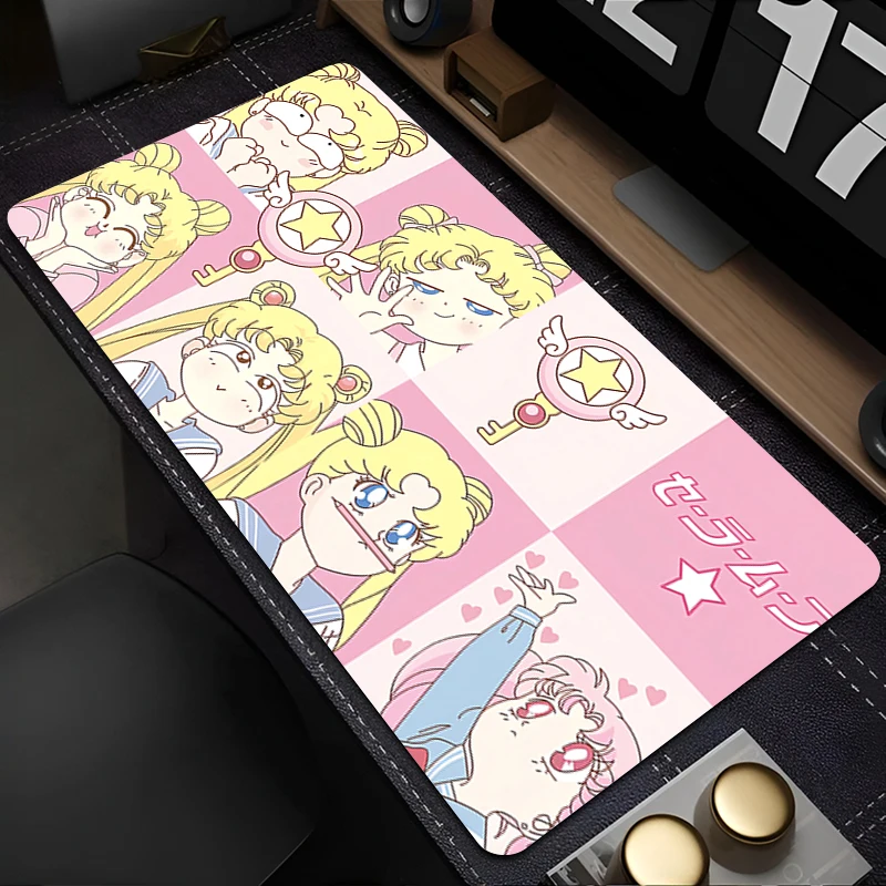 Computer Mouse Pad S-Sailor Moons kawaii Mouse Pads Large Gaming Mousepad Rubber Carpet Extended Gamer Desk mat Keyboard Mouse