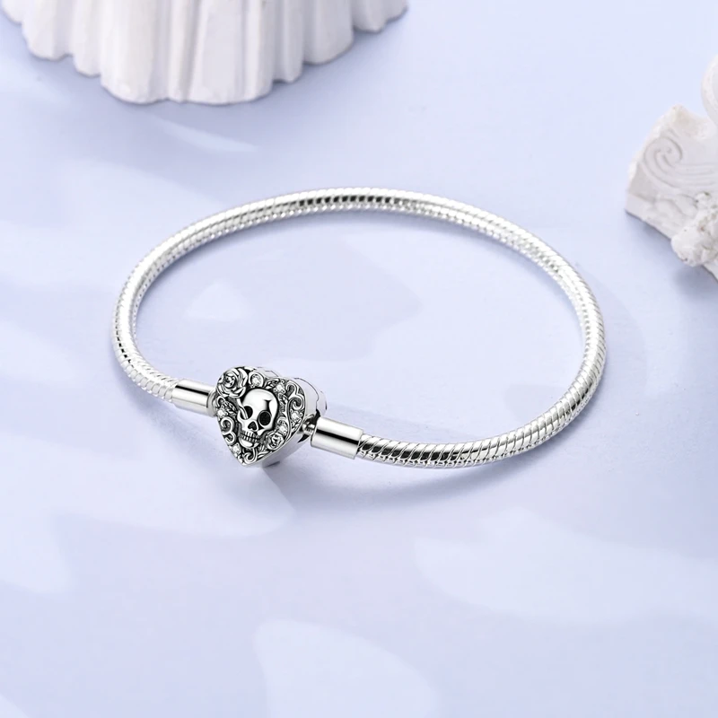 Pulsera Original de Plata de Ley 925 - Brazalete con Dijes (Tamaño 17-20 سم)