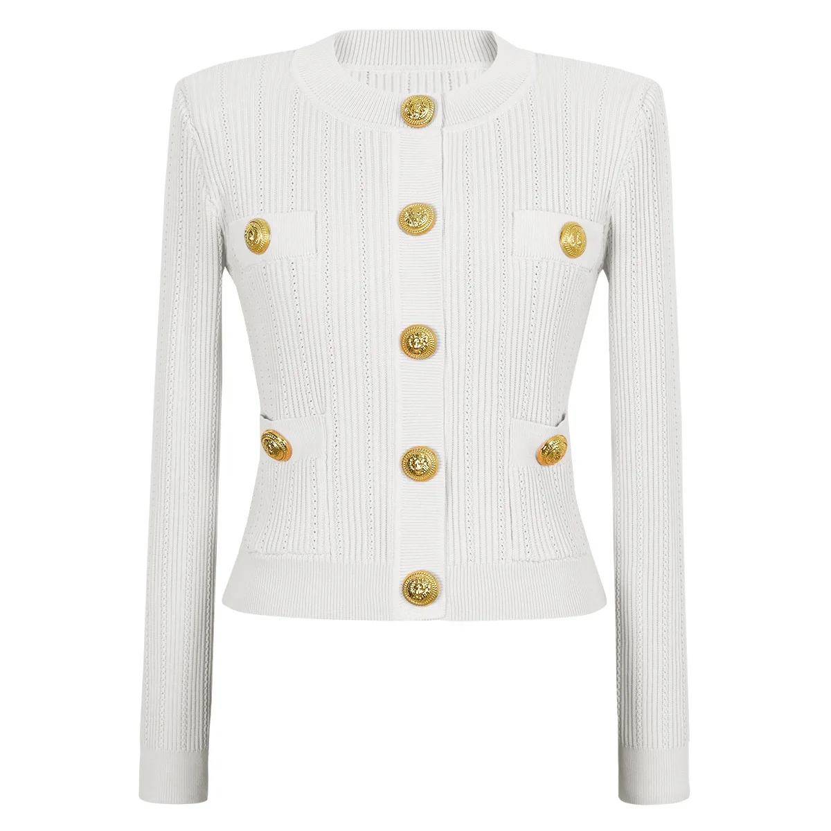 เสื้อคาร์ดิแกนไหมพรมถักทรงหลวม สไตล์ลำลอง แขนยาว คอกลม แบบเปิดด้านหน้า แฟชั่นสำหรับใส่ไปทำงาน ชิ้นเดียว สีพื้น สำหรับฤดูใบไม้ร่วง ปี 2025