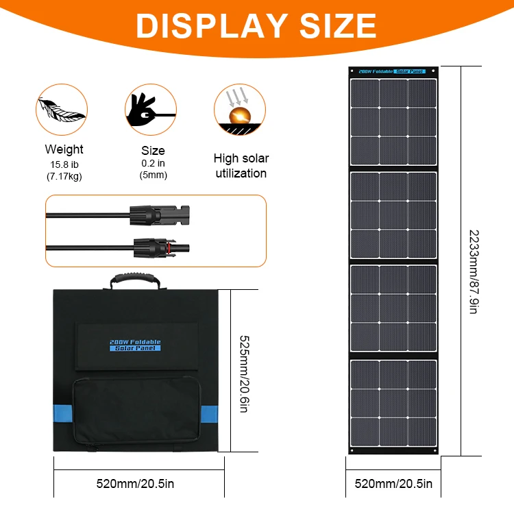 For Outdoor Camping Monocrystalline Silicon 200W Photovoltaic Panels Foldable Solar Panel Charger Kit