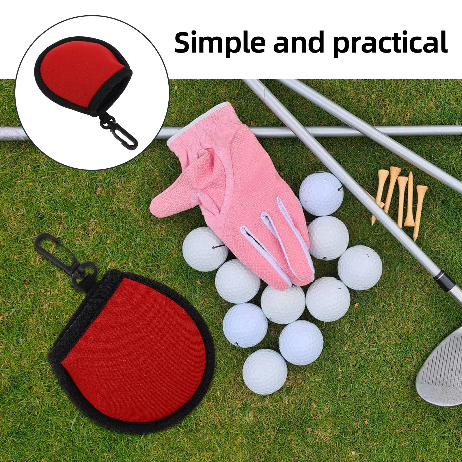 

Professional Neoprene Golf Ball Protector Sleeve with Built-in Cleaning Function and Secure Hanging Clip Portable Golf Ball Bag