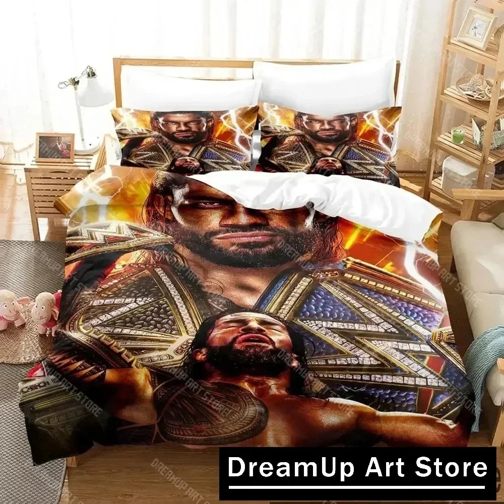 

3D Print Wrestler Roman Reigns Bedding Set Boys Girls Twin Queen King Size Duvet Cover Pillowcase Bed boys Adult