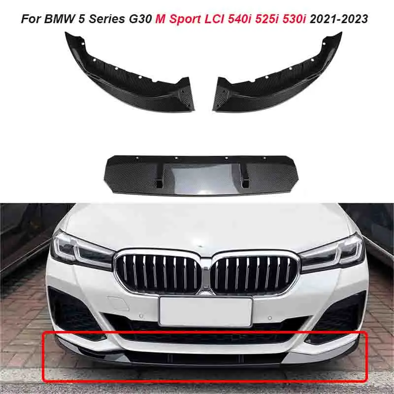 

For BMW 5 Series G30 M Sport LCI 540i 525i 530i 2021-2023 Car Front Bumper Lip lower Splitter Diffuser Spoiler Guard Protector