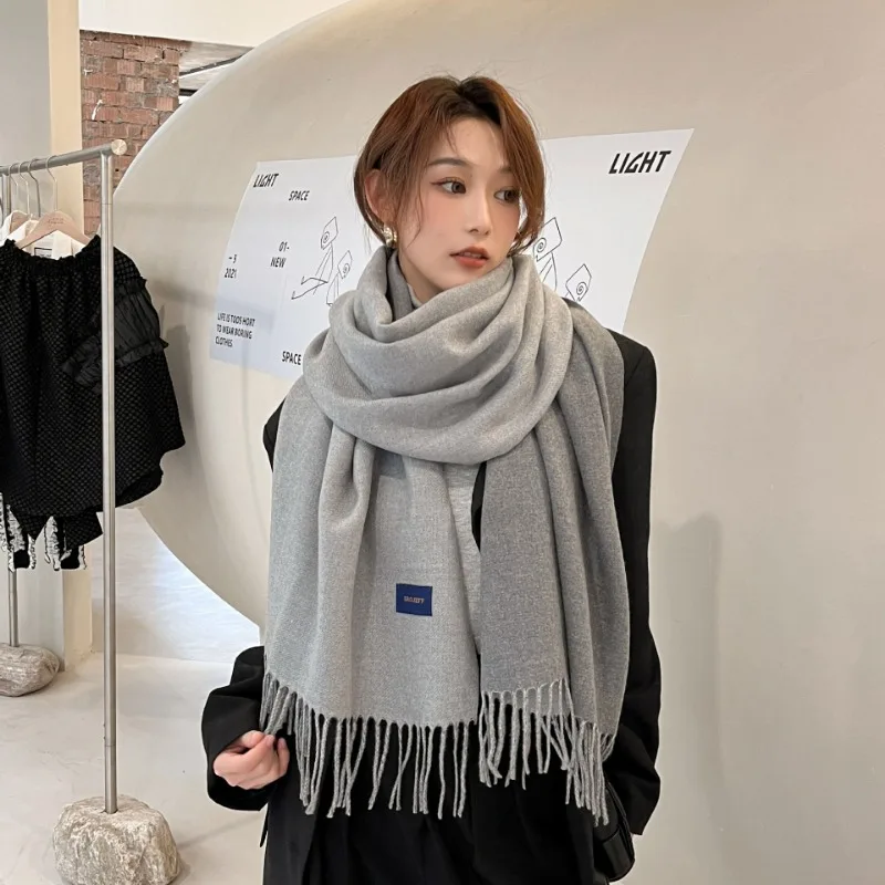 Thick Pashmina Keep Warm Shawl Wrap Gradient Tassel Blanket Cashmere Like Scarf Women Neckerchief  Stoles Winter Fashion