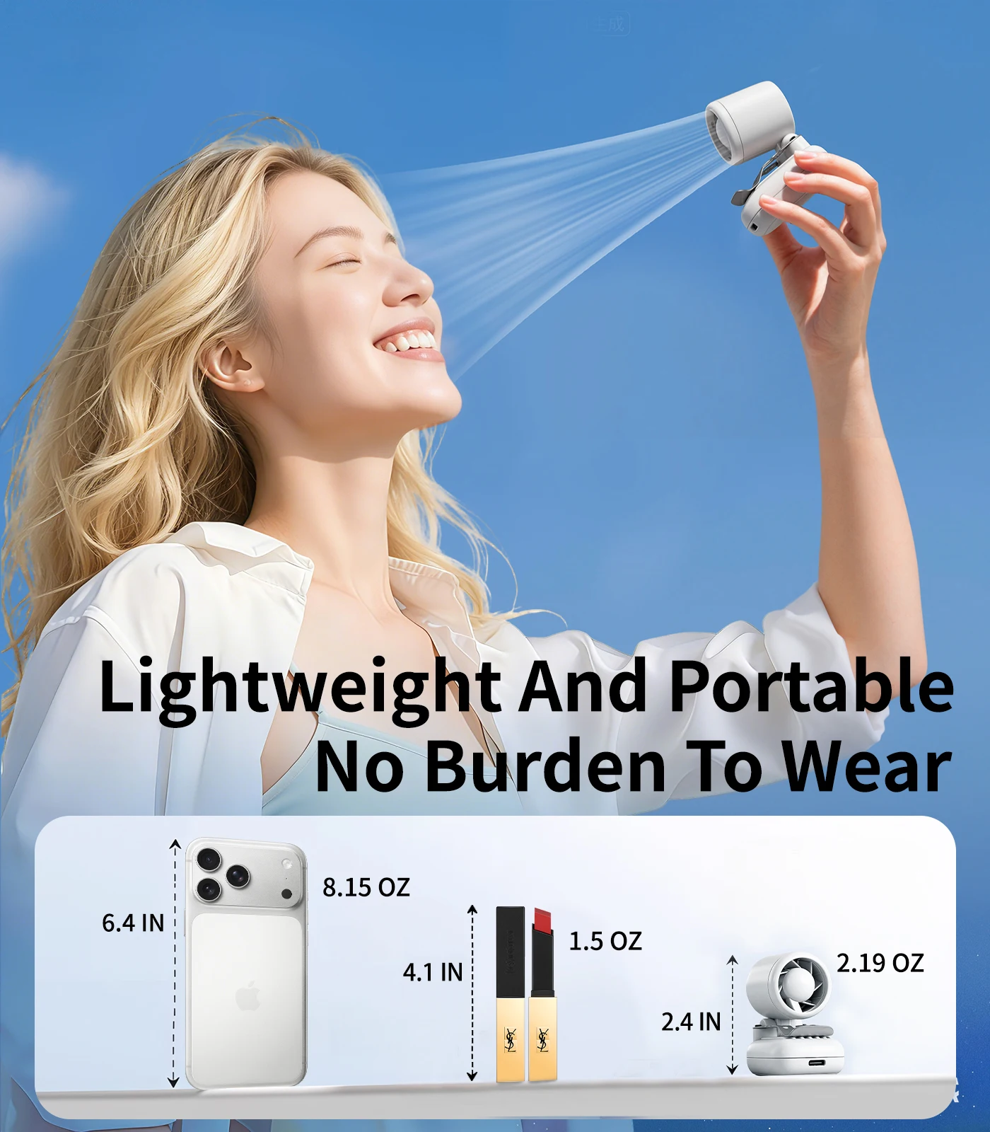 Eary Outdoor Wearable Hat Clip Fan 1200mAh USB Rechargeable Portable Handheld Backpack Cooler 3 Speeds Lightweight Mini Desk Fan image 5