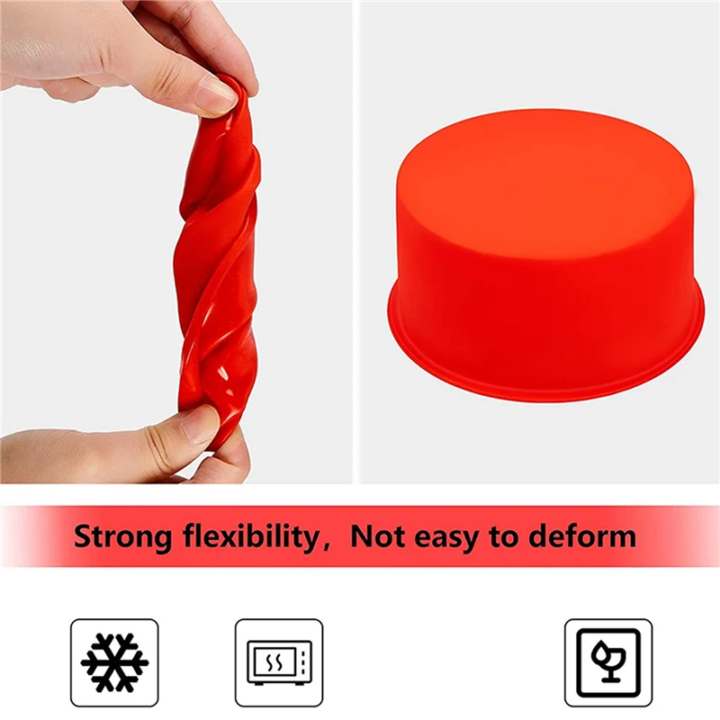 ABLG 30 Pieces Silicone Cake Mold Valentine's Day Round Baking Pan 4 Inch Baking Mold Kitchen Silicone Bakeware Pan Red, Blue