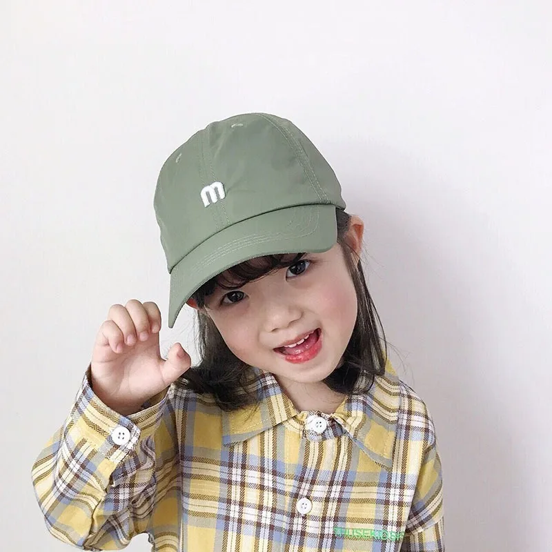 Letter M Embroidered Baby Baseball Cap Solid Color Infant Snapback Hat for Girls Boys Spring Summer Casual Toddler Sun Visor Hat