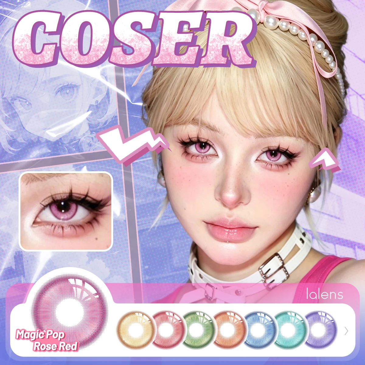 VISUASHOW Magic Pop Green Anime Cosplay Farbige Kontaktlinsen 6 Monate haltbar Große Augen Weiche Linsen Natürliche Kosmetik für Cosplayer
