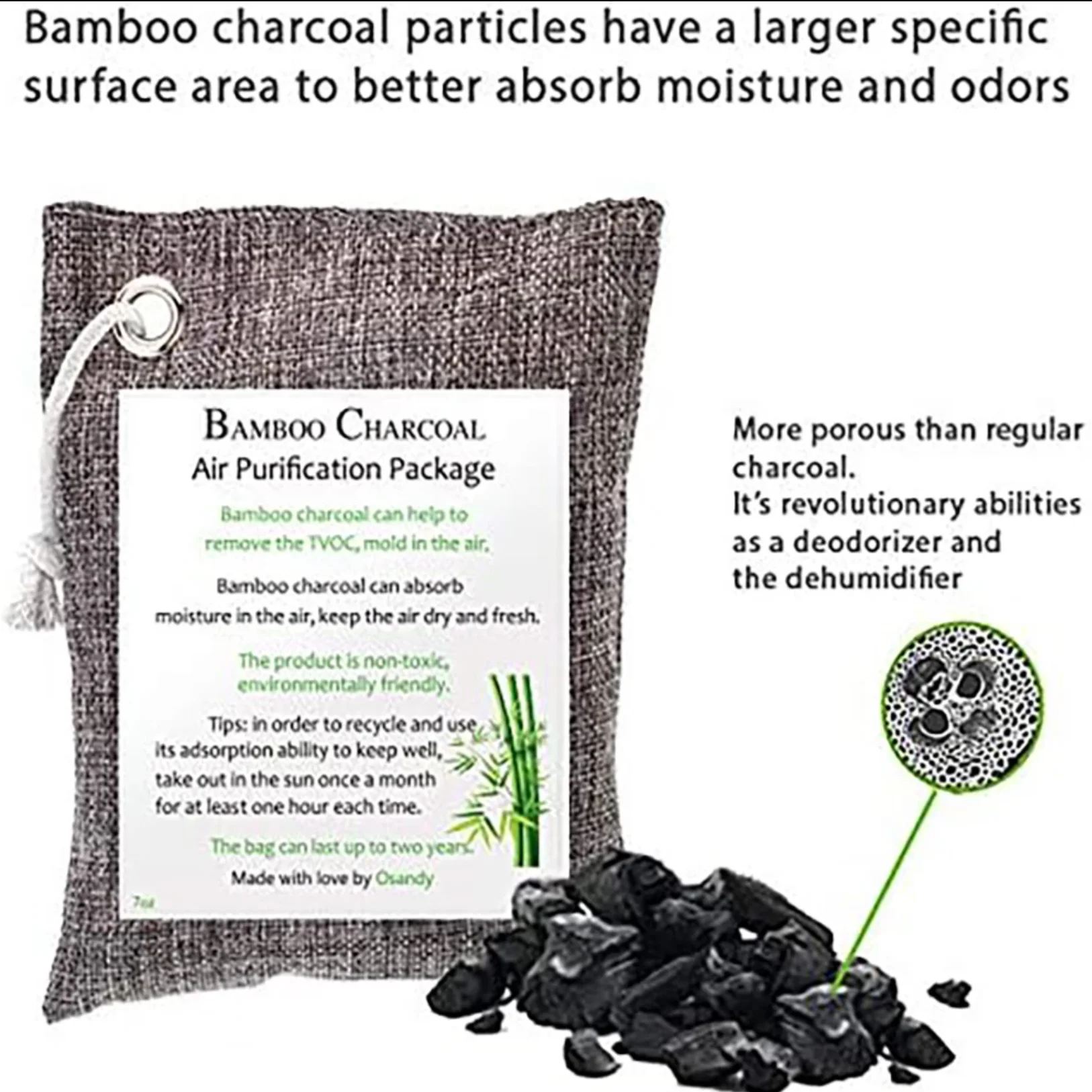 1/2/3 Pcs Bamboo Charcoal Bags Odor Absorbe Car Home Remove Formaldehyde Activated Carbon Bag Flavor Removal Air Purifier Carbon