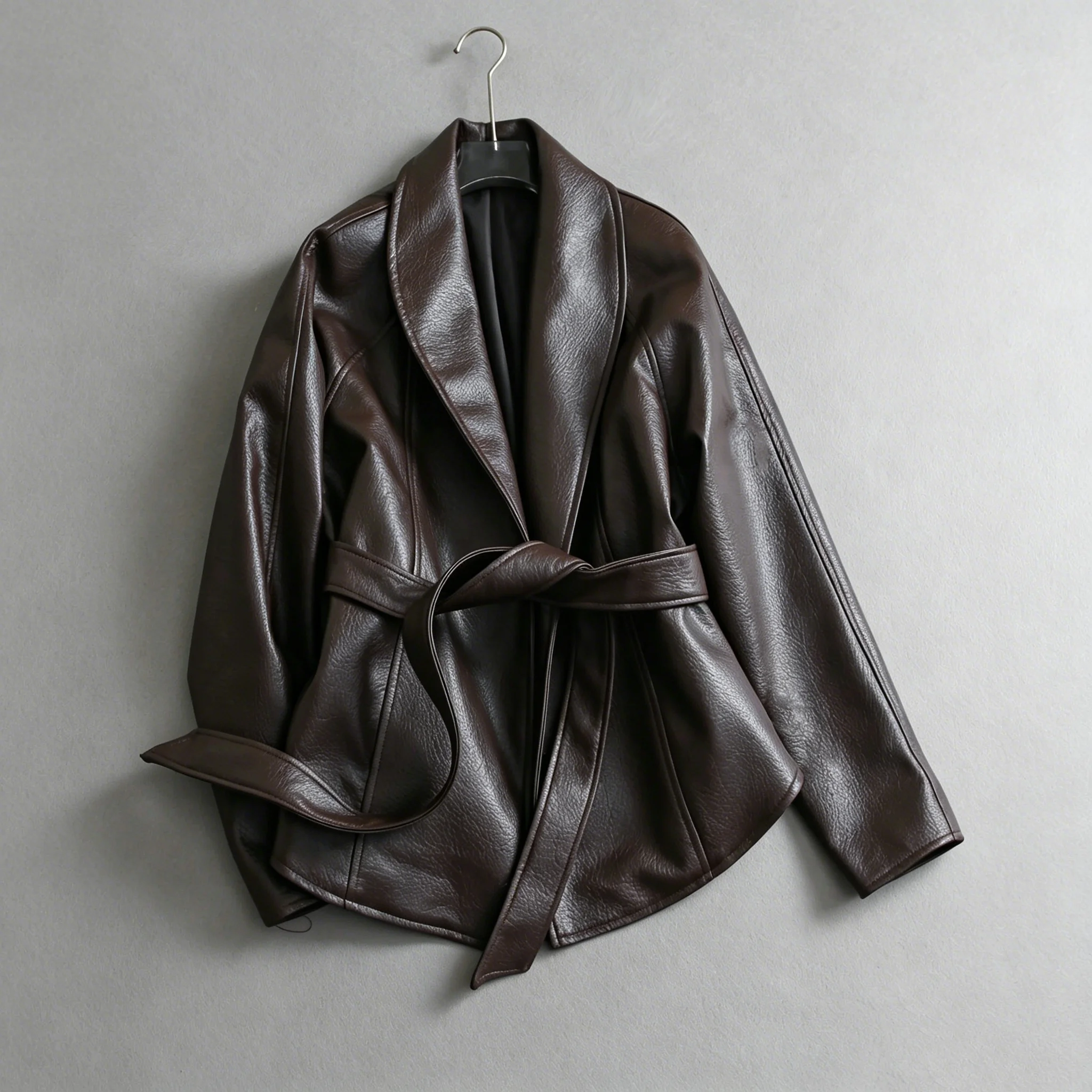 Faux Leather Chic Jackets For Woman New Arrival Cropped Oversize Bomber Jacket Zip-Up Long Sleeve Coats Motorcycle 2026Outerwear