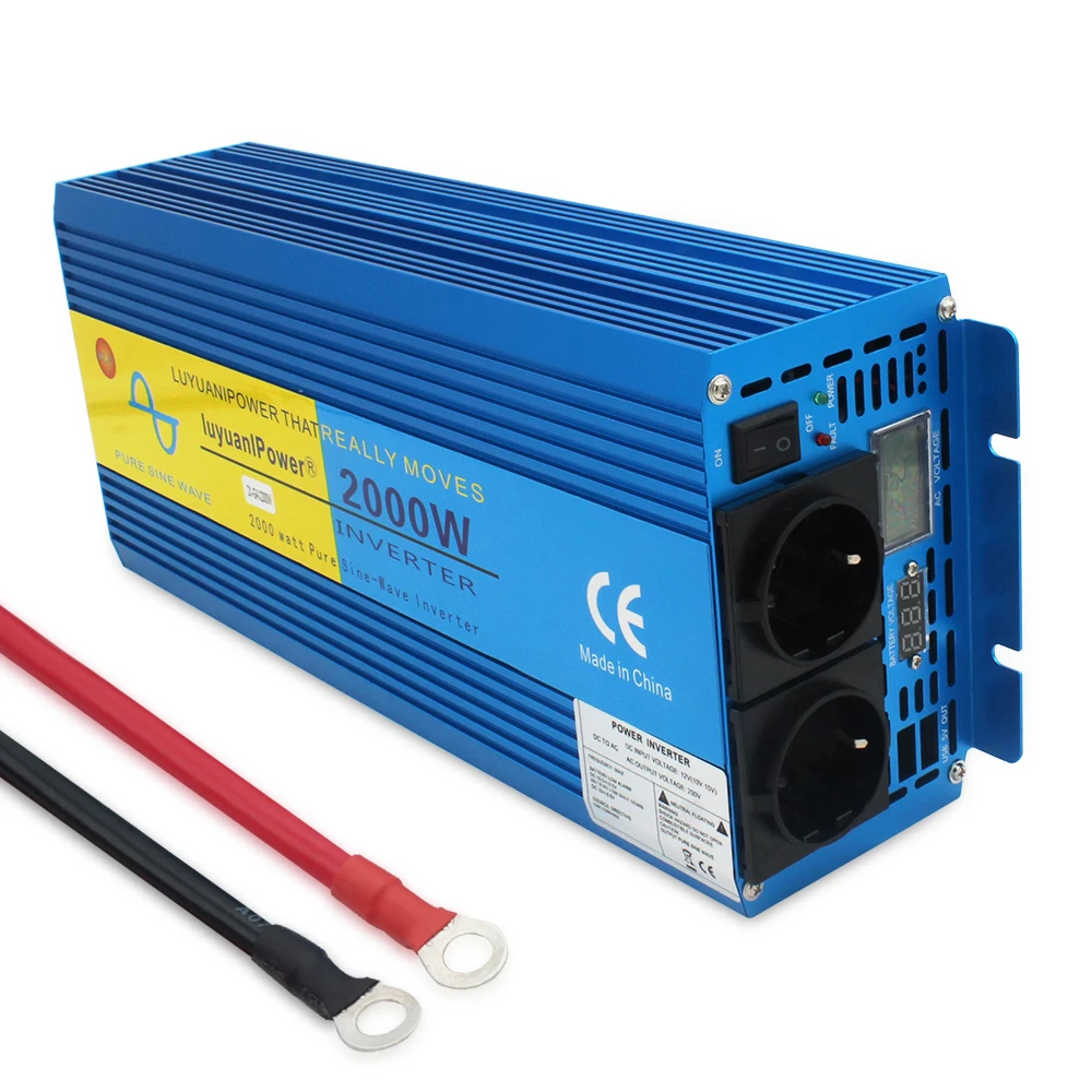 2KW 2000W Pure Sine Wave Inverter 12V to 120V 220V Converter Machine Solar Pump Inverter UPS Hybrid Invertor Circuit Frequency