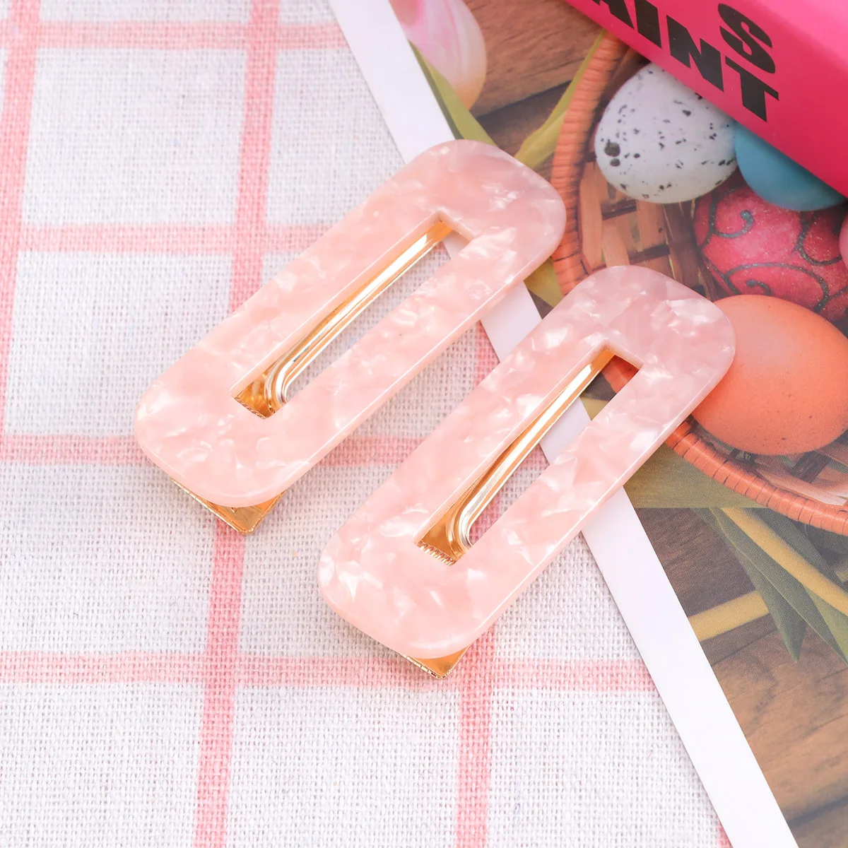 

2 Pcs Leopard Hairpin Square Barrettes Acetic Acid Hair Clips for Women Styling Accessories Plastic Material Suitable All