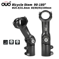 OUO-extensor de manillar de bicicleta de montaña, vástago ajustable de 90-180 grados, extensión de eje de 25,4/31,8mm, bloqueo Dual