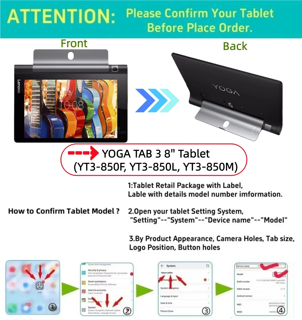 Lenovo – coque en silicone souple pour tablette YOGA 3, 2016 °, 8.0 °, 850F