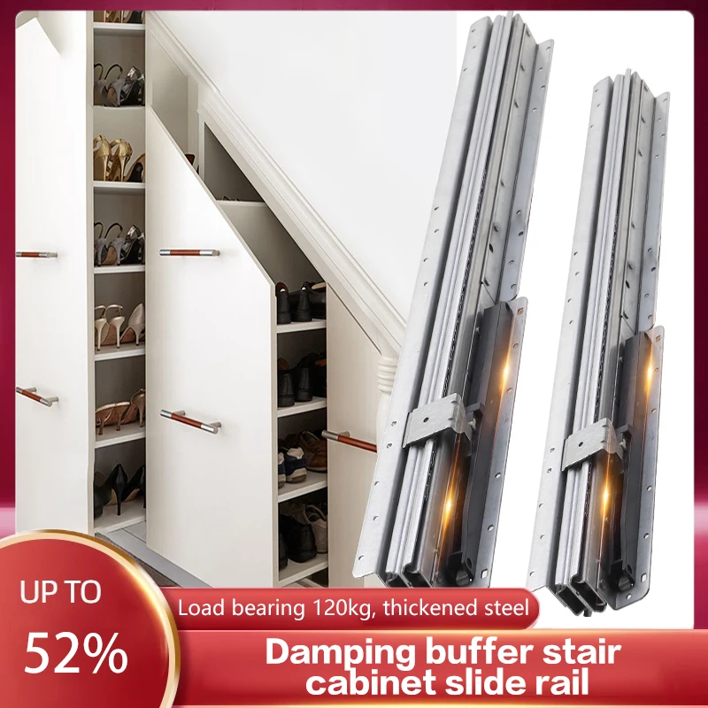 

Stair Cabinet Heavy-Duty Slide Rail Pull-Out Shoe Cabinet Track Drawer Storage Cabinet Bottom Slide Load-Bearing Buffer Rail