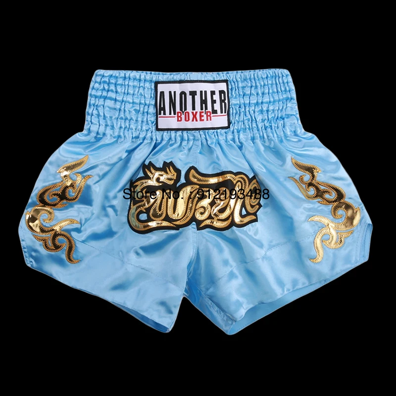 Muay Thai Shorts Satin Kick Boxing Training Pants Men Women Kids Embroidered MMA Martial Arts Grappling Kickboxing Fight Shorts