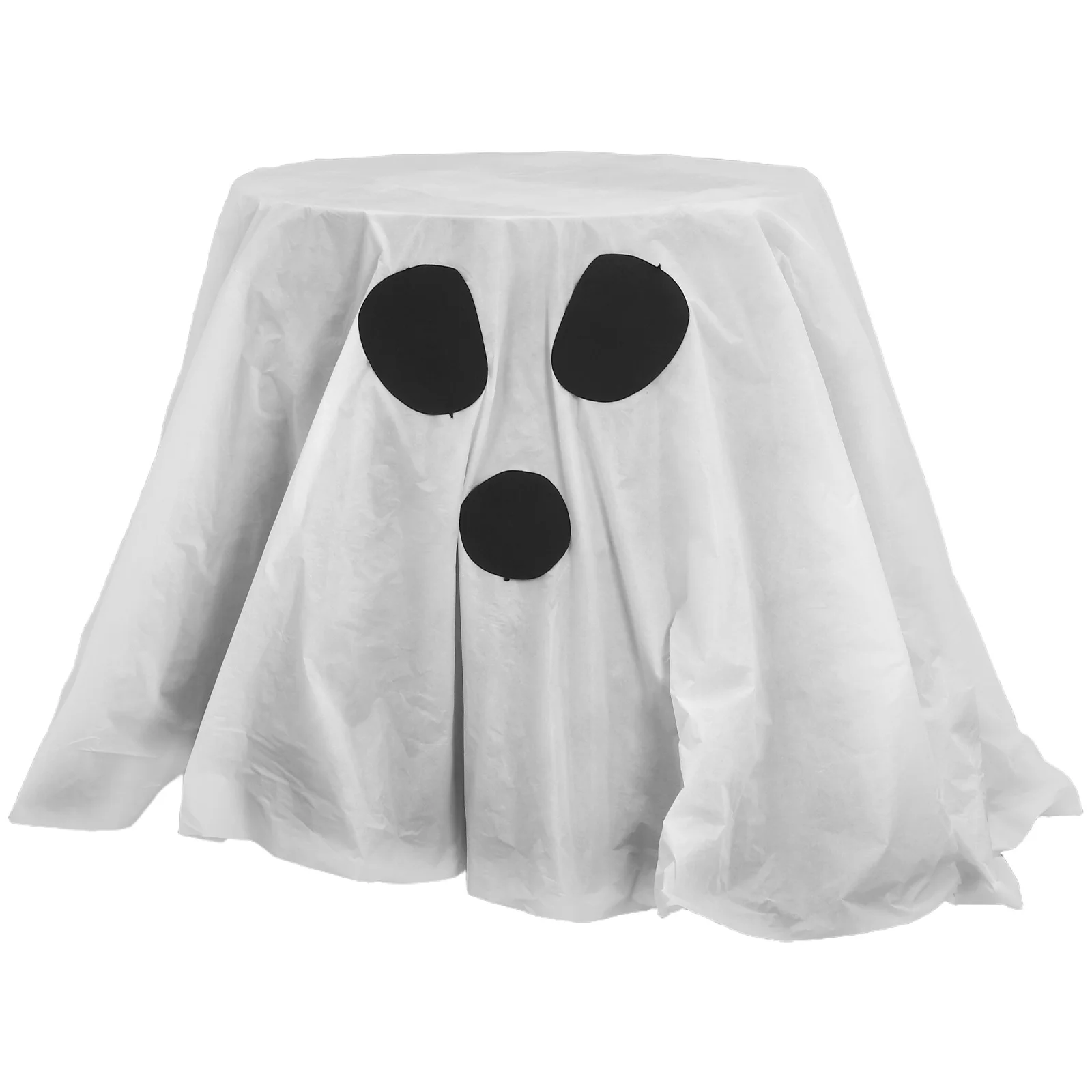 

Waterproof Halloween Table Cover 84 Inch Round Black White Ghost Theme Spooky Dining Decor for Home Bar Cafe Use
