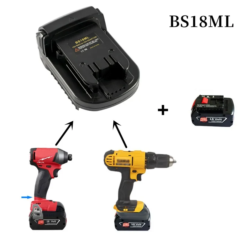 Adapter Converter BS18ML For Bosch 18V Li-ion Battery To for Milwaukee 18mm Lithium Cordless Electrical Power Tool Home Tool