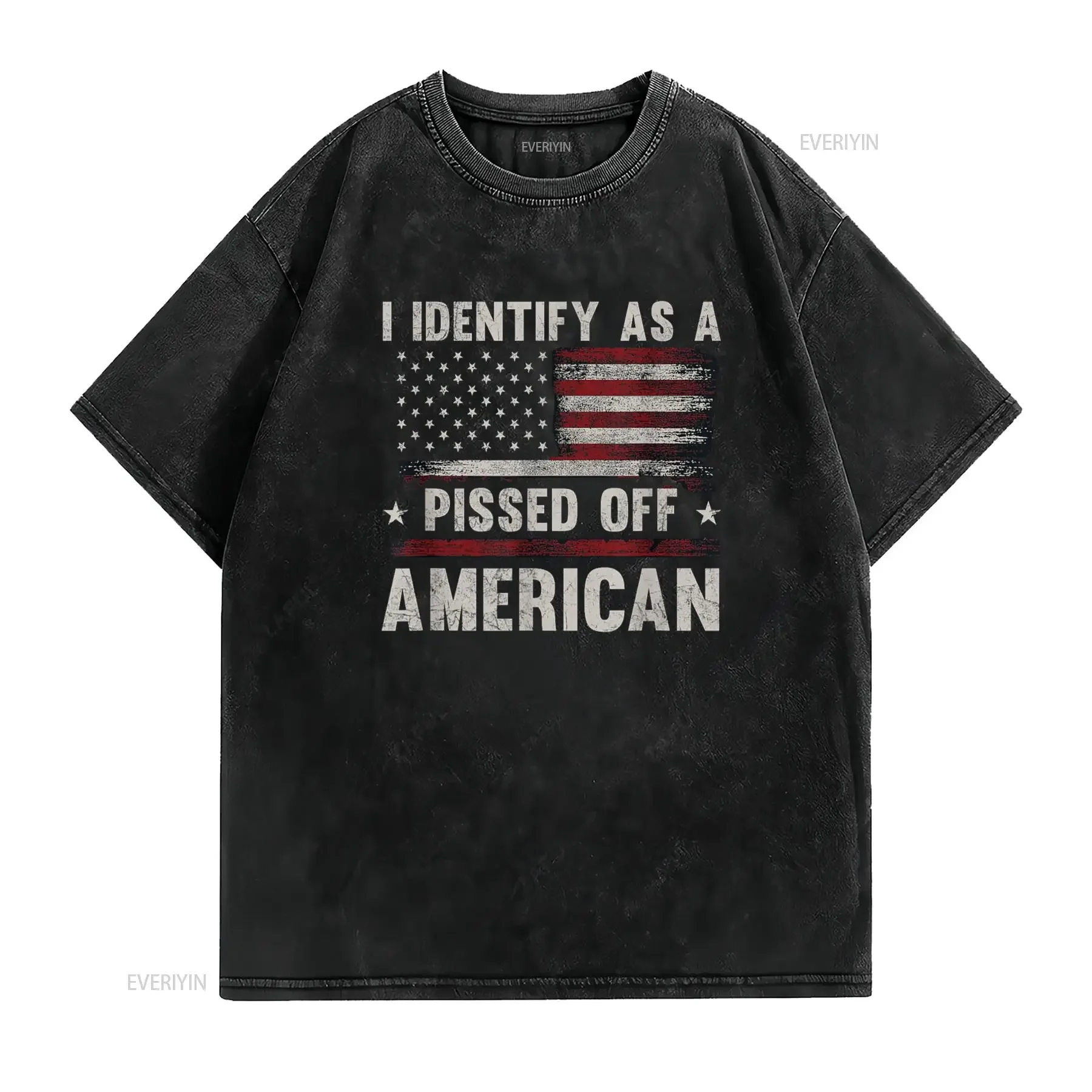 I Identify As Pissed Off American Vintage Flag T Shirt vintage Washed Unisex Top For Everyday Wear Stylish designer clothes