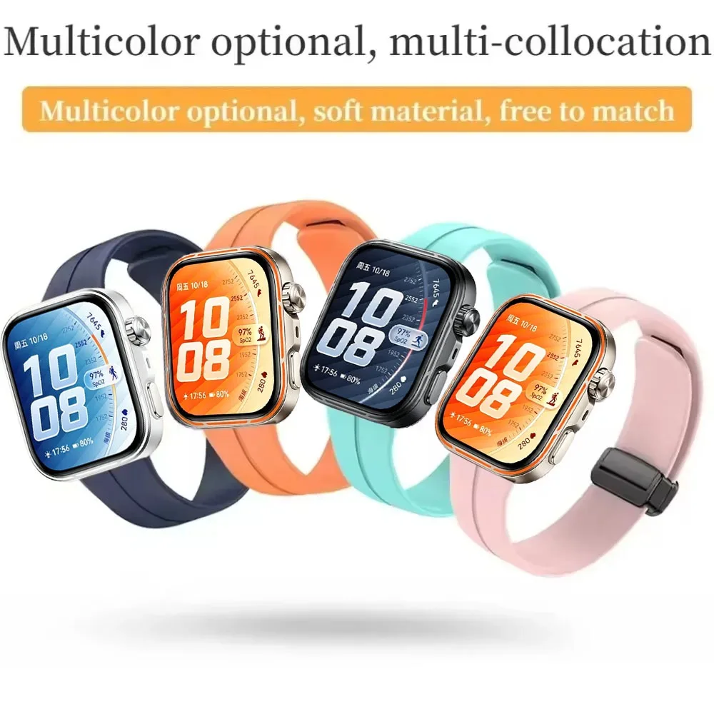 Sport Silicone Strap for Huawei Watch Fit5/4/3 Magnetic Smartwatch for Huawei Watch Fit 4/5 Pro Lightweight Adjustable Wristband