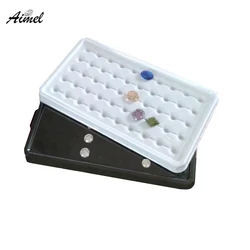 Simple Style 50 Girds Diamond Storage Box 6.5-10mm Gemstone Jewelry Display Case Show Store Bare Stone Packaging HolderTray