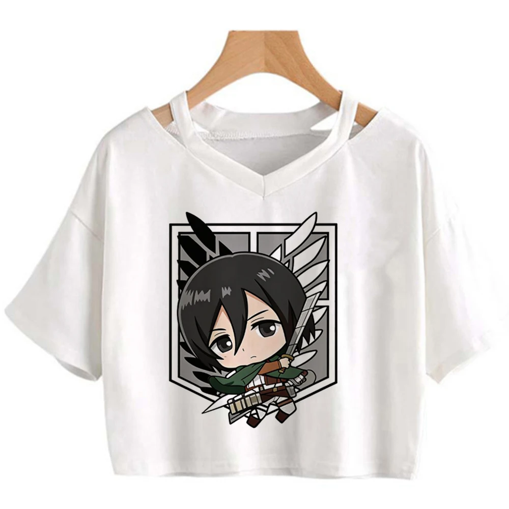 Attack on Titan cropped top women dollette y2k funny baddie scene  top tees baddie manga 2000s harajuku streetwear