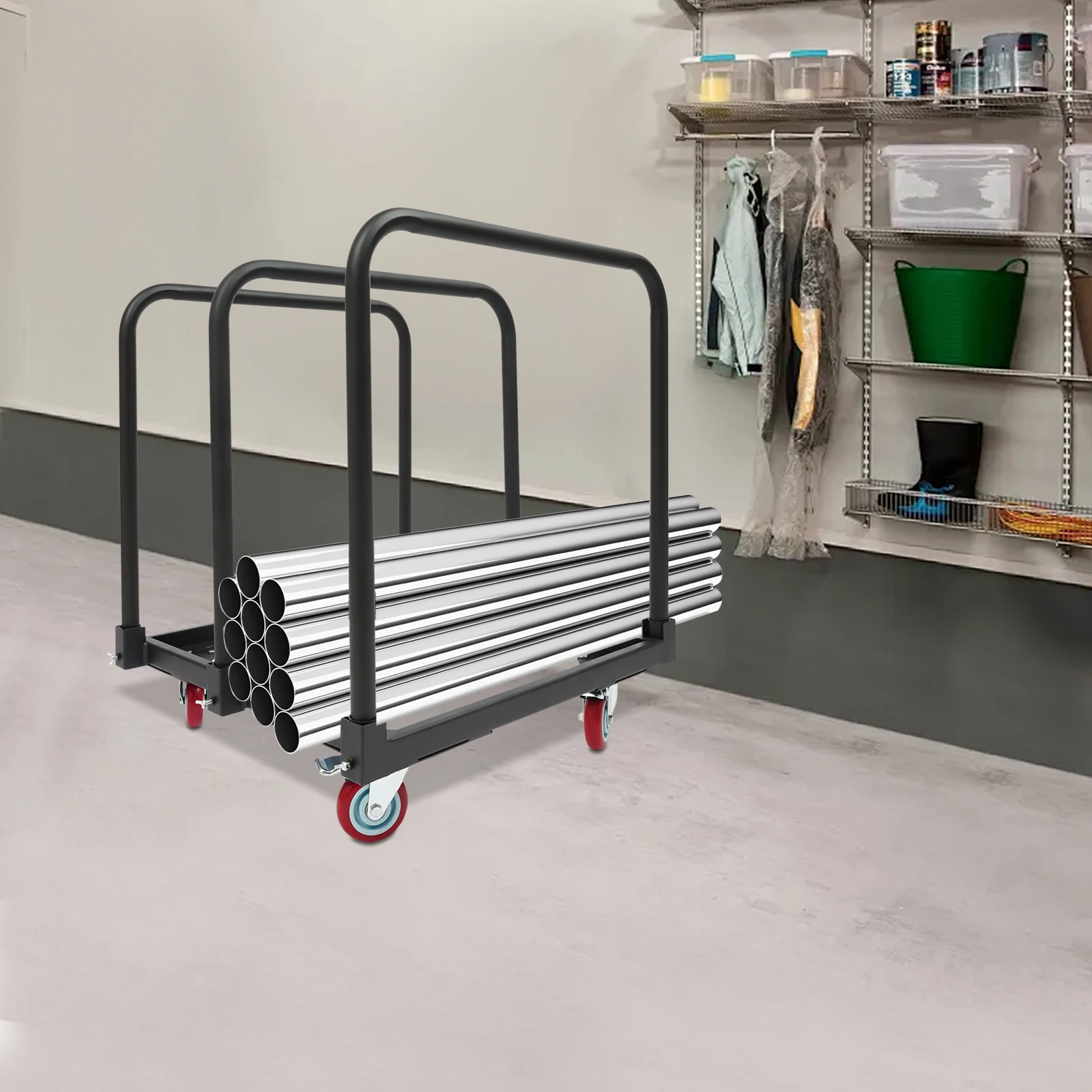 3단 접이식 테이블 카트, 4개의 회전 바퀴가 있는 고하중 접이식 테이블 카트