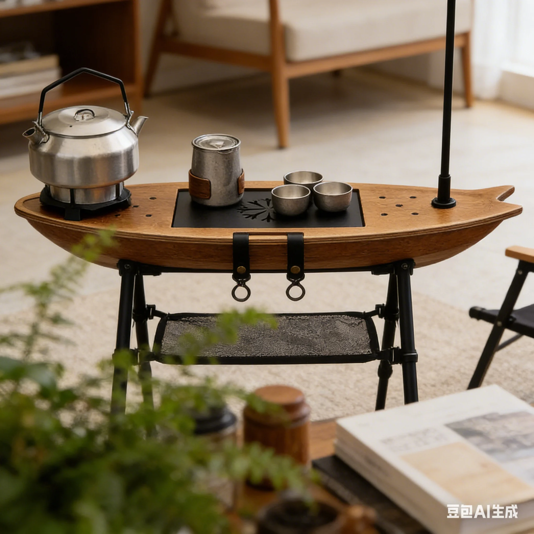 aoliviya-フライングフィッシュアウトドアキャンプテーブル-旅行用ポータブル多機能一体型ティーストーブ付き-アドベンチャー用リフティング折りたたみ式