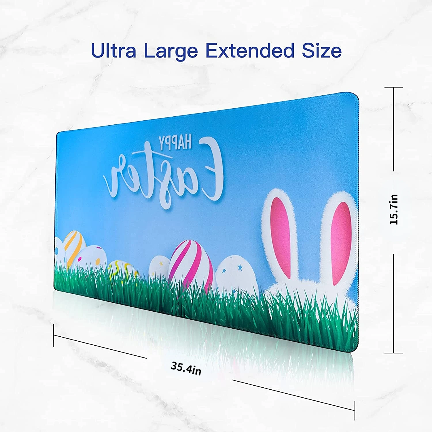 Large Mouse Pad, XXL , Extended Mouse Pad with Stitched Edges, 35.4x15.7x0.12 Non-Slip Base,  Mouse Mat Desk Pad, Rabbit