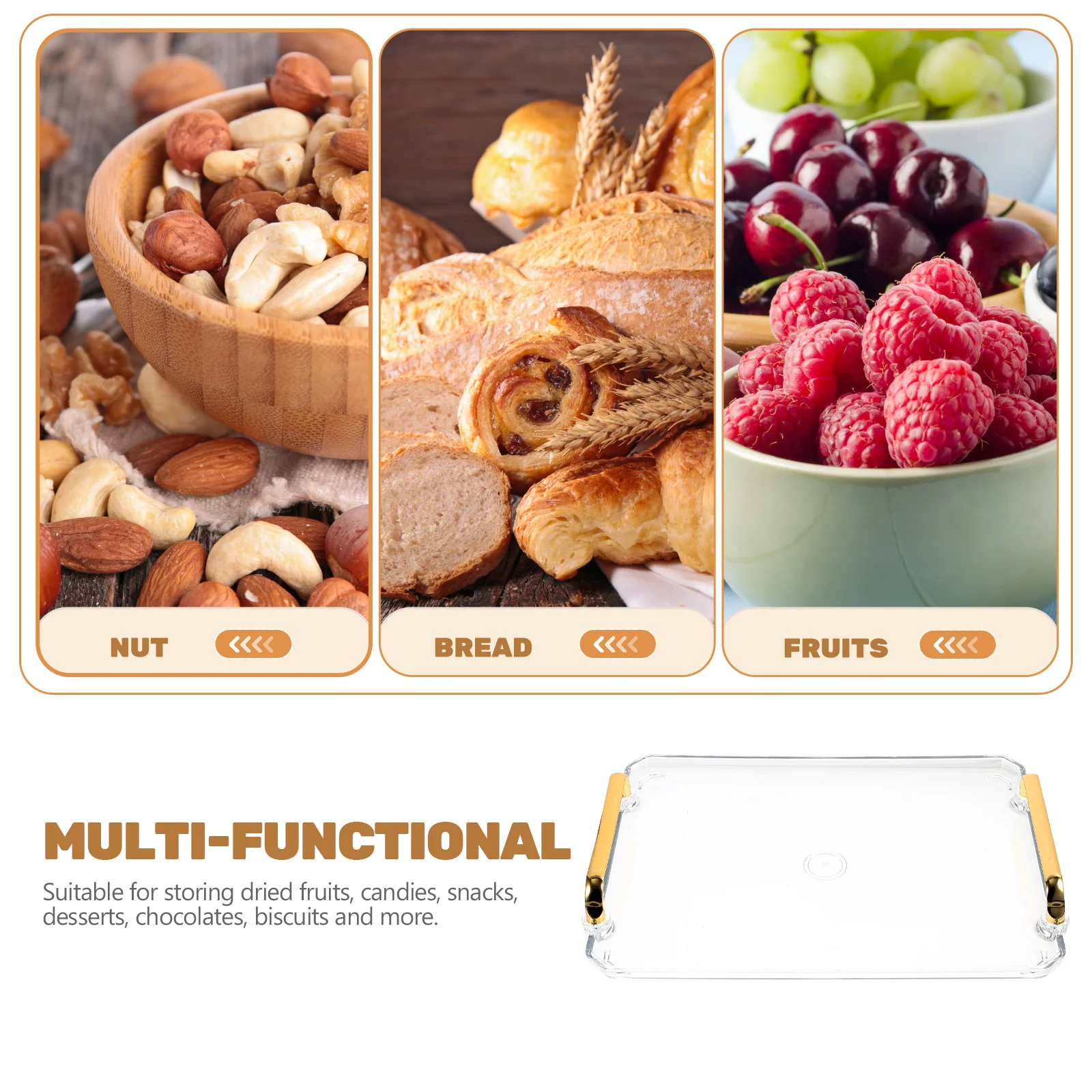 

1pc Rectangular Serving Tray Multi-Function Fruit Plate Desktop Storage Tray For Dessert Coffee Snacks Daily Use Organization