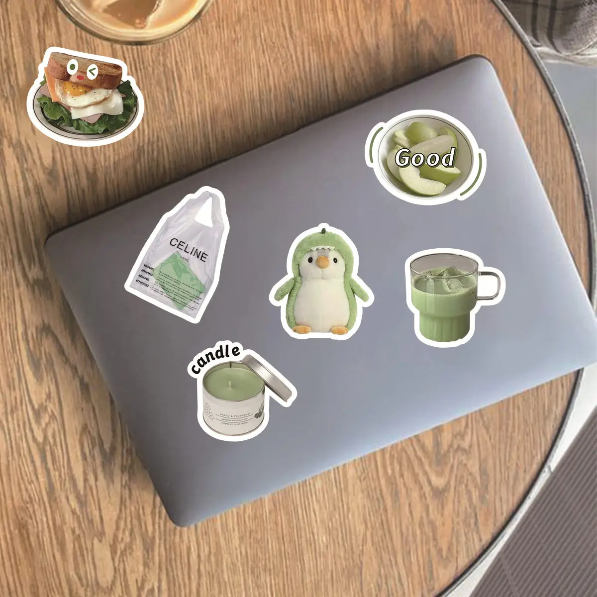 Etori Life 50 PCS Cartoon Cute Green Element Object Exquisite Patterns Student DIY Mobile Phones, Laptops Decoration Stickers