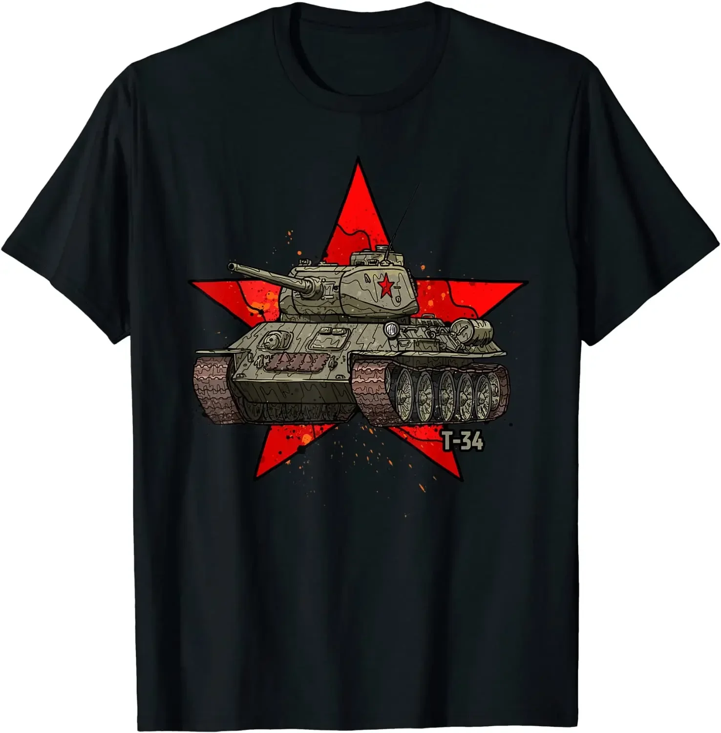 WWII Russian Soviet Army Red Star T-34 Tank T-Shirt. Summer Cotton O-Neck Short Sleeve Mens T Shirt New S-3XL