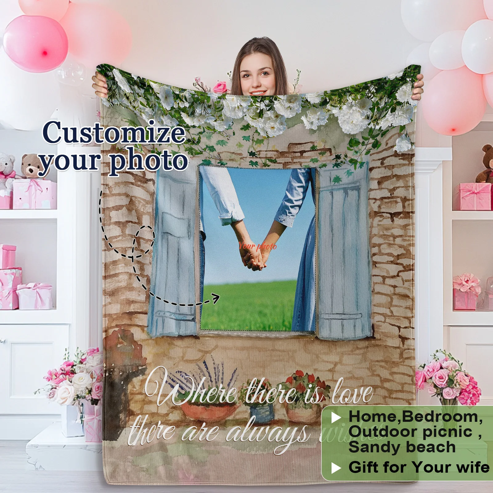 Witness of Love Customized Picture Gifts for Couples Comfortable Blanket for My Wife Wedding Commemorate Gift To Bestie Friend