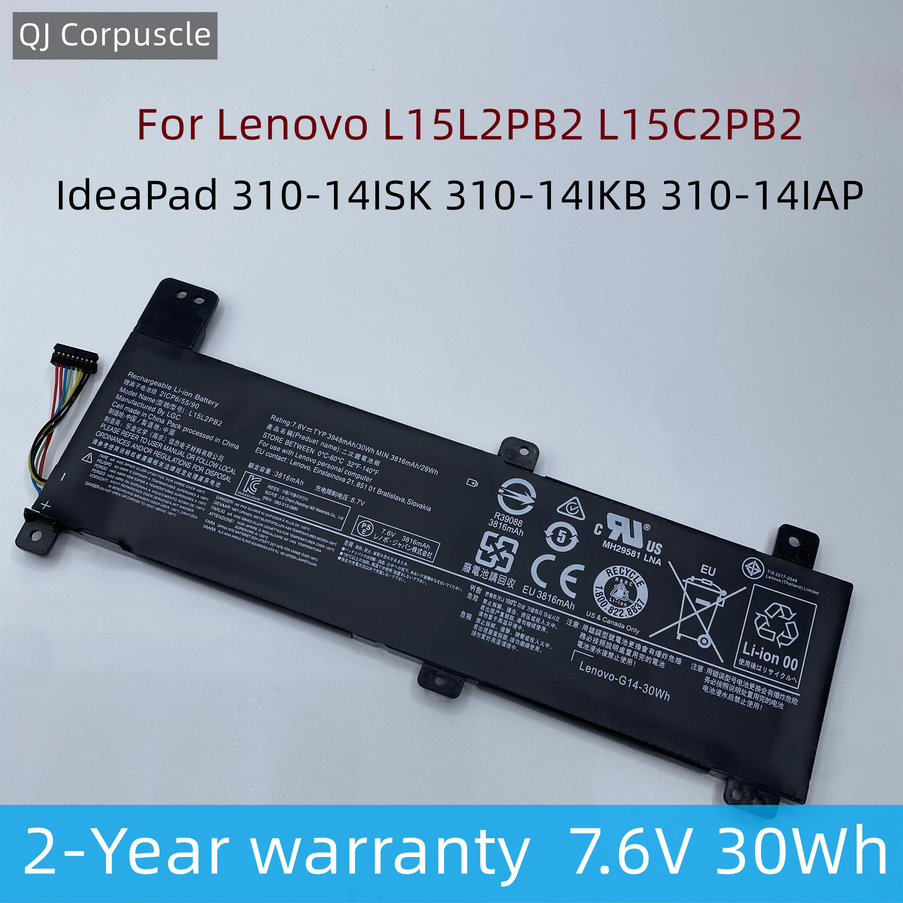 Imagem -01 - Lenovo-bateria Original do Portátil Lenovo Ideapad 31014isk 310-14ikb 310-14iap L15l2pb3 L15c2pb4 5b10k87722 5b10k87714 Novo lenovo bateria original do portatil lenovo ideapad 31014isk 310 14ikb 310 14iap l15l2pb3 l15c2pb4 5b10k87722 5b10k87714 novo 01