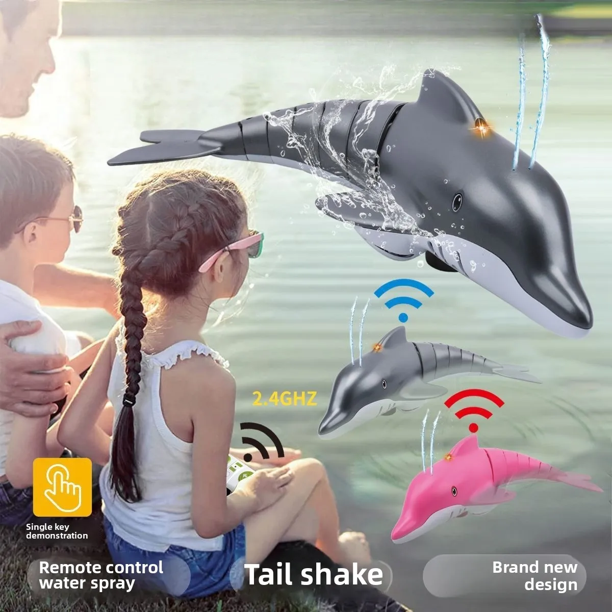 RC Boot Elektronischer Roboter Delphin Spray Wasser Fernbedienung Fisch Elektrisches Tier Haustier Lustig Schwimmen im Pool Spielzeug Kinder Geschenk