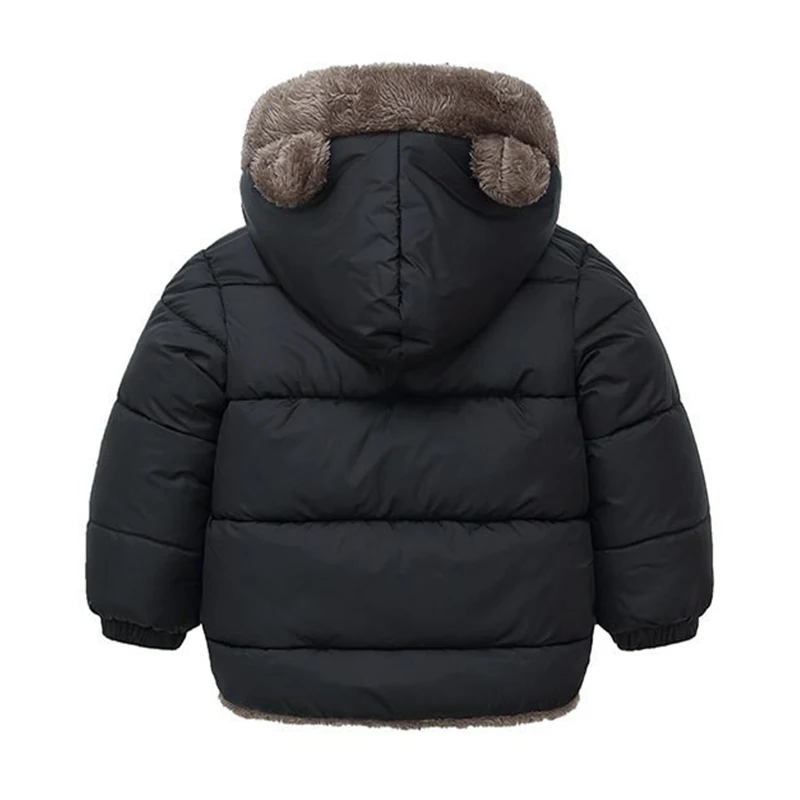 Cute Ears Down Jackets Children Boys Girls Coats Autumn Winter Warm Zipper Hooded Outerwear Solid Color Fashion Casual Clothing