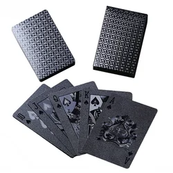 54pcs/pack Waterproof Black Plastic Playing Cards Collection Dark Diamond Poker Card Games Black Diamond Poker Cards