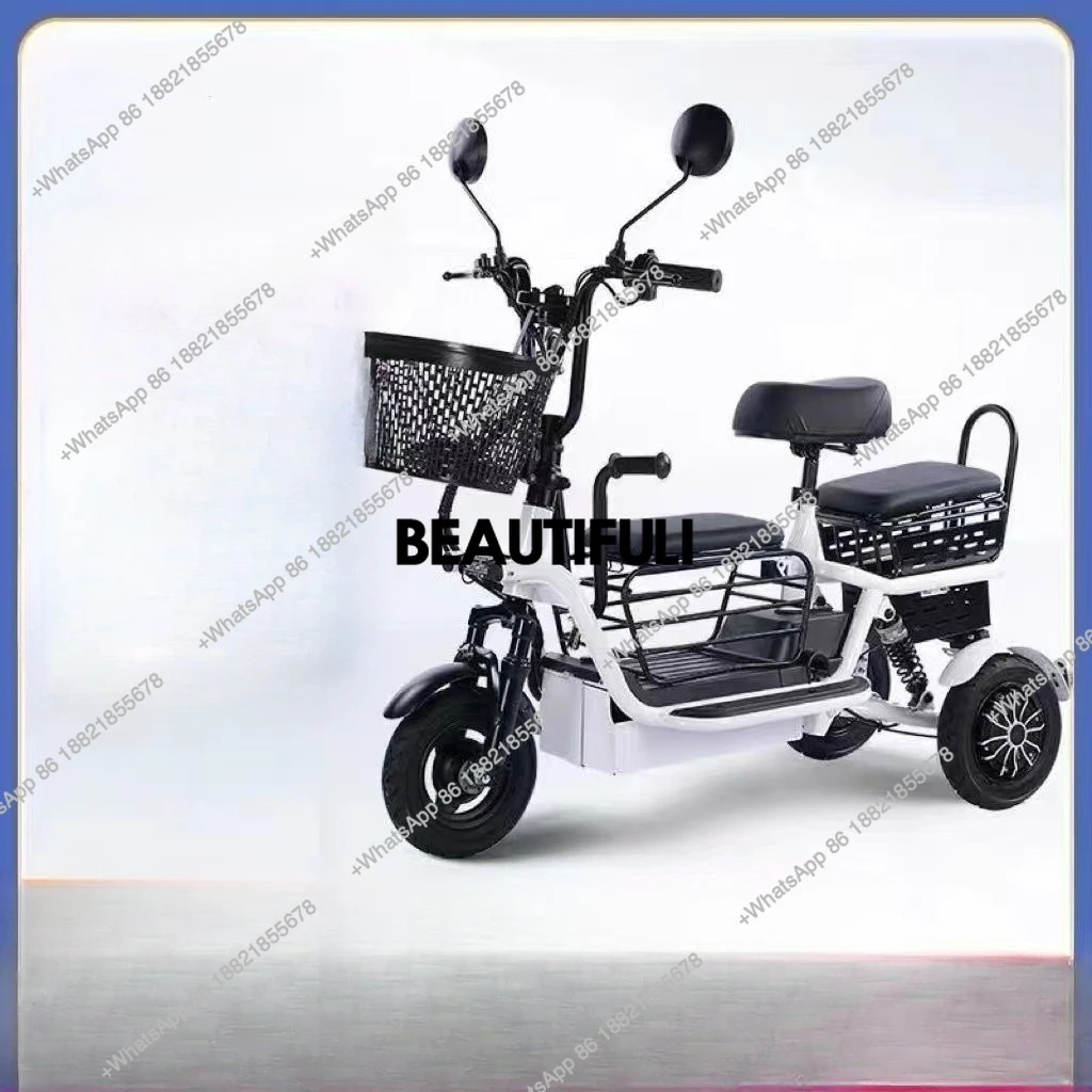 

Driving the new electric tricycle household small and light women's parent-child stacking elderly battery car