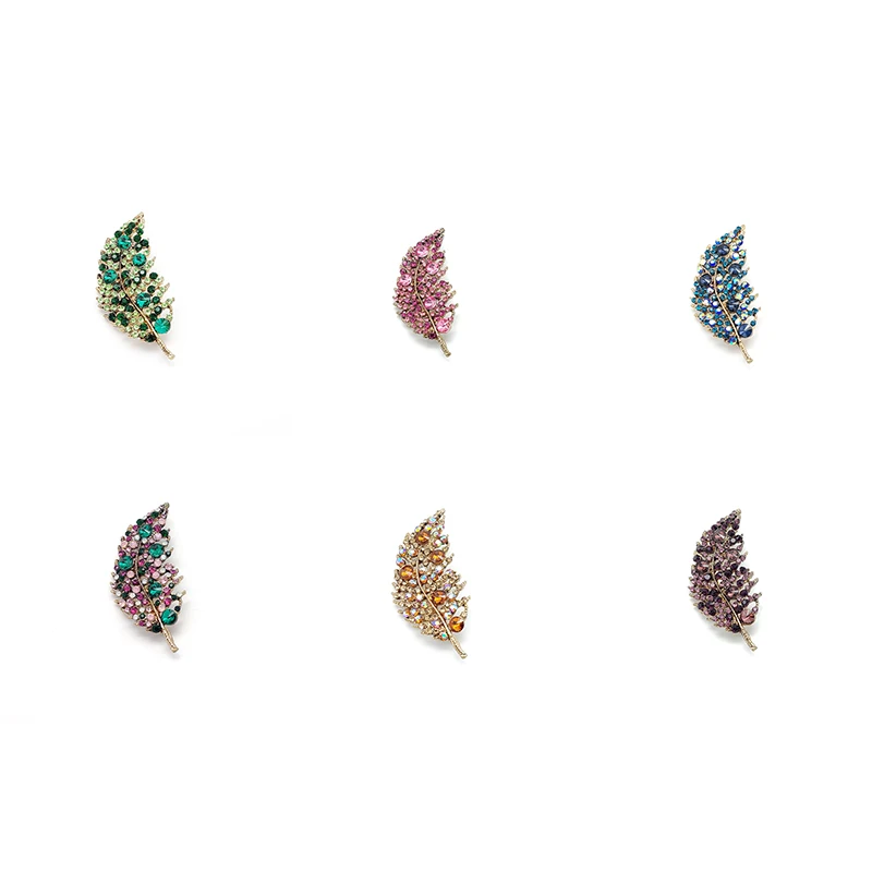 PD BROOCH 2023 Spring Autumn Warm Clothing Accessories Leaf 6 Color High-end Full Zircon Brooch Brooches for Women Jewelry Gifts