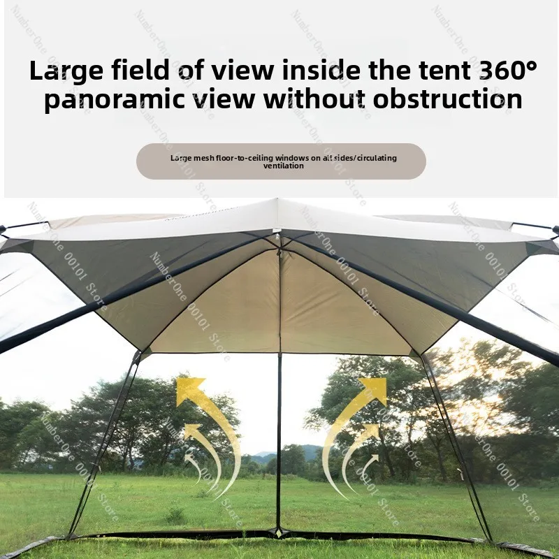 Instant Pop Up Pole Camping Tent Large Space Sunshade Mosquito Proof Tent For Fishing Park Use